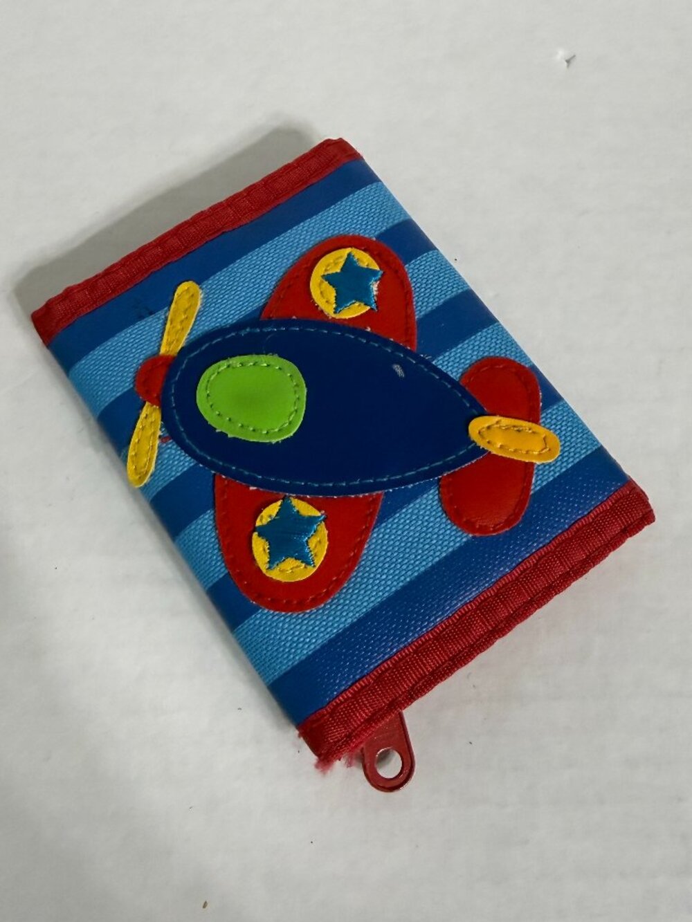 Boys Wallet Stephen Joseph Cute Airplane Rare Adorable Hook Loop Trifold Blue